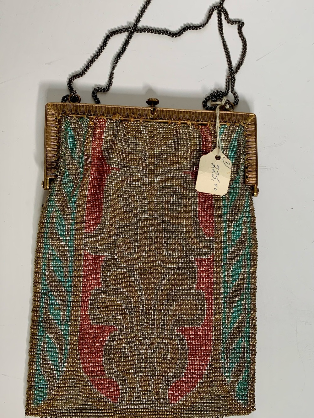 Antique French 1920s Micro Beaded Purse Art Deco Flapper Evening Bag